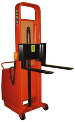 Wesco Industrial Products - 1,000 Lb Capacity, 76" Lift Height, Battery Operated Counter Weight Lift - 1" Lowered Height, 13" Load Center, 25" Fork Length, 27" Overall Width - Exact Tool & Supply