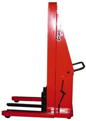 Presto Lifts - 2,000 Lb Capacity, 86" Lift Height, Battery Operated Straddle Stacker - 2-1/2" Lowered Height, 20" Load Center, 30" Fork Length, 32" Overall Width - Exact Tool & Supply