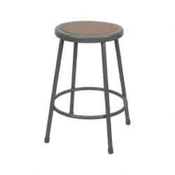 NPS - 24 Inch High, Stationary Fixed Height Stool - Hardboard Seat, Gray and Brown - Exact Tool & Supply