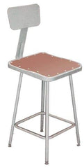 NPS - 18 to 26 Inch High, Stationary Adjustable Height Stool - Hardboard Seat, Gray - Exact Tool & Supply