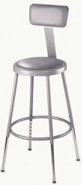 NPS - 24 to 32" High, Adjustable Height Stool - Vinyl Seat, Gray - Exact Tool & Supply