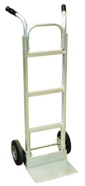 Harper Trucks - 600 Lb Capacity 49" OAH Hand Truck - High Back Dual Handle, Aluminum, Solid Rubber Wheels - Exact Tool & Supply
