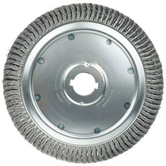 14″ Extra High Density Standard Twist Knot Wire Wheel, .016″ Steel Fill, 2″ Arbor Hole - Exact Tool & Supply