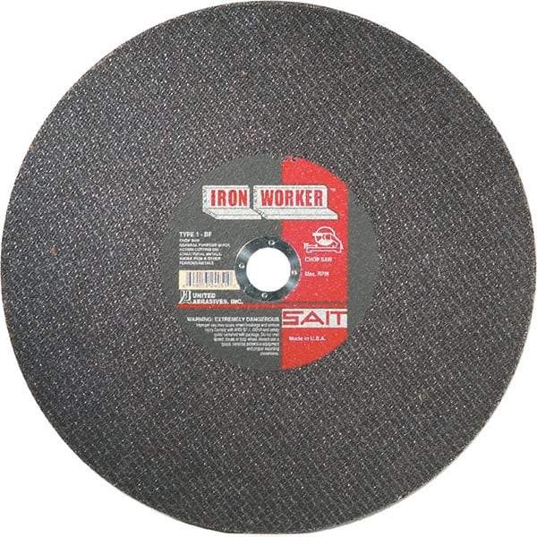 Sait - 16" Aluminum Oxide Cutoff Wheel - 3/32" Thick, 1" Arbor, 3,700 Max RPM, Use with Chop Saws - Exact Tool & Supply