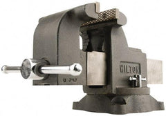 Wilton - 5" Jaw Width x 5" Jaw Opening Capacity, 3" Throat Depth, Bench & Pipe Combination Vise - 5/8 to 2-3/8" Pipe Capacity, Swivel Base, Bolt Down Attachment, Ductile Iron - Exact Tool & Supply