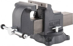Wilton - 6" Jaw Width x 6" Jaw Opening Capacity, 3-1/2" Throat Depth, Bench & Pipe Combination Vise - 5/8 to 2-1/2" Pipe Capacity, Swivel Base, Bolt Down Attachment, Ductile Iron - Exact Tool & Supply