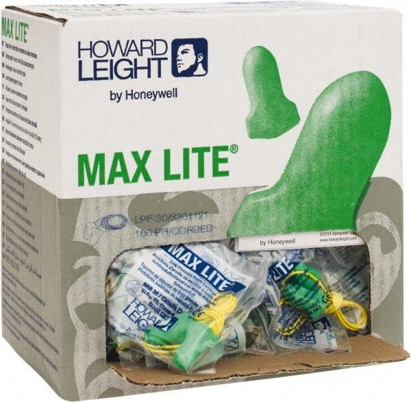Howard Leight - Disposable, Corded, 30 dB, Contoured and T Shape Earplugs - Green, 100 Pairs - Exact Tool & Supply