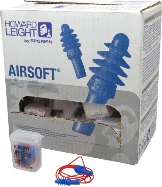 Howard Leight - Reusable, Corded, 27 dB, Flange Earplugs - Blue, 50 Pairs - Exact Tool & Supply