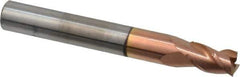 Accupro - 7/32", 3/8" LOC, 1/4" Shank Diam, 2" OAL, 3 Flute, Solid Carbide Square End Mill - Single End, TiCN Finish, Spiral Flute, 40° Helix, Centercutting, Right Hand Cut, Right Hand Flute - Exact Tool & Supply