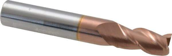 Accupro - 9/32", 1/2" LOC, 5/16" Shank Diam, 2" OAL, 3 Flute, Solid Carbide Square End Mill - Single End, TiCN Finish, Spiral Flute, 40° Helix, Centercutting, Right Hand Cut, Right Hand Flute - Exact Tool & Supply