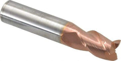 Accupro - 9/16", 7/8" LOC, 9/16" Shank Diam, 3" OAL, 3 Flute, Solid Carbide Square End Mill - Single End, TiCN Finish, Spiral Flute, 40° Helix, Centercutting, Right Hand Cut, Right Hand Flute - Exact Tool & Supply
