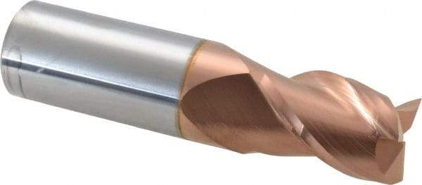 Accupro - 11/16", 1" LOC, 3/4" Shank Diam, 3" OAL, 3 Flute, Solid Carbide Square End Mill - Single End, TiCN Finish, Spiral Flute, 40° Helix, Centercutting, Right Hand Cut, Right Hand Flute - Exact Tool & Supply