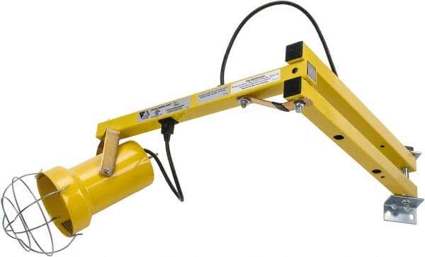 Made in USA - 40 Inch, Pivot Friction, Wall Mounted, Incandescent, Yellow, Dock Light - 100 Watt, 110 Volt, Nonmagnifying - Exact Tool & Supply
