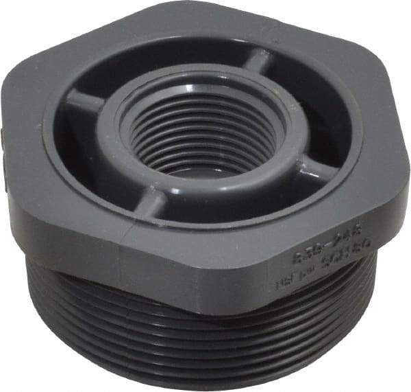 Value Collection - 2 x 3/4" PVC Plastic Pipe Reducer Bushing - Schedule 80, MIPT x FIPT End Connections - Exact Tool & Supply