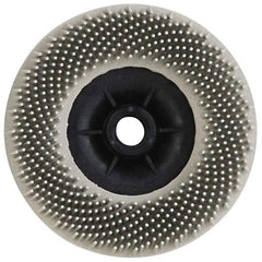 3M - 4-1/2" 120 Grit Ceramic Straight Disc Brush - Fine Grade, Threaded Hole Connector, 3/4" Trim Length, 5/8-11 Threaded Arbor Hole - Exact Tool & Supply