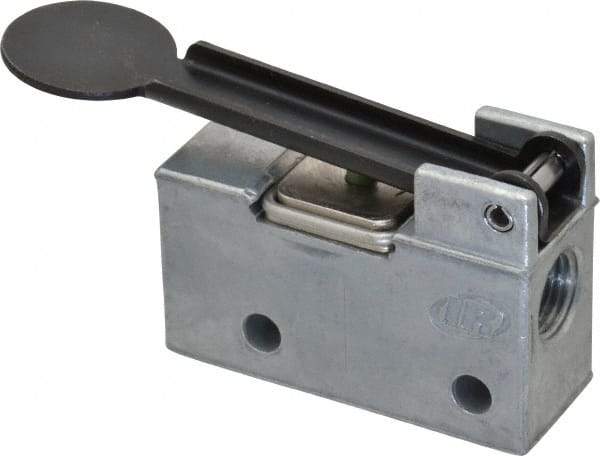 ARO/Ingersoll-Rand - 0.195 CV Rate & 7.5 CFM 3 Way Air Valve - Fingertip Lever, Spring Return, 150 Max psi - Exact Tool & Supply