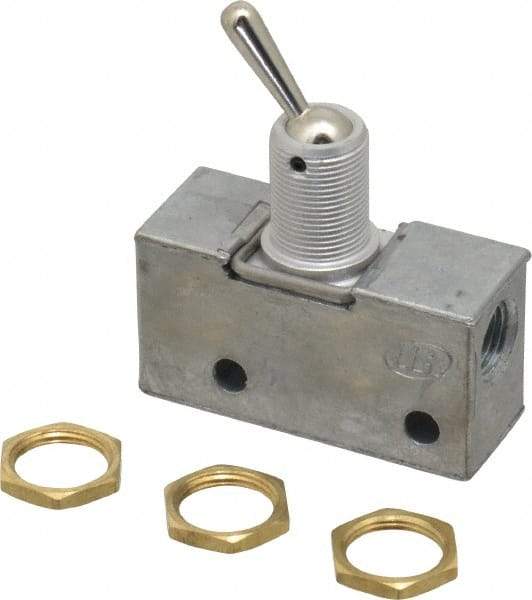 ARO/Ingersoll-Rand - 0.195 CV Rate & 7.5 CFM 3 Way Air Valve - Retained Toggle, Manual Return, 150 Max psi - Exact Tool & Supply