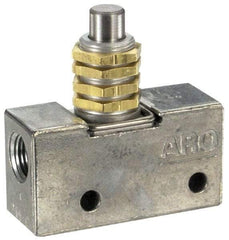 ARO/Ingersoll-Rand - 0.195 CV Rate & 7.5 CFM 3 Way Air Valve - Straight Plunger, Spring Return, 150 Max psi - Exact Tool & Supply