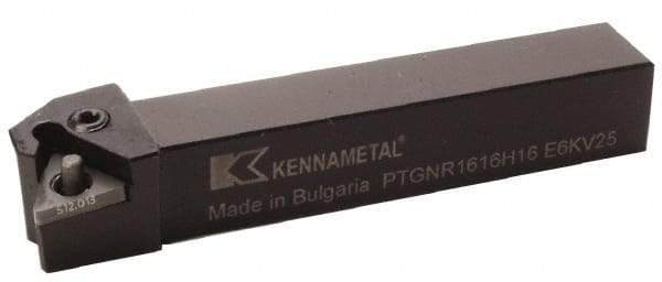 Kennametal - PTGN, Right Hand Cut, 0° Lead Angle, 16mm Shank Height x 16mm Shank Width, Negative Rake Indexable Turning Toolholder - 100mm OAL, TN..1604.. Insert Compatibility, Series Kenlever - Exact Tool & Supply