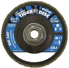 Weiler - 4-1/2" 40 Grit 5/8-11 Center Hole Type 27 Zirconia Alumina Flap Disc - Exact Tool & Supply