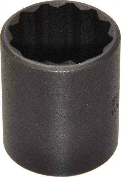 Proto - 1", 1/2" Drive, Standard Hand Socket - 12 Points, 1-9/16" OAL, Alloy Steel, Black Finish - Exact Tool & Supply