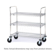Metro - Carts; Type: Utility ; Load Capacity (Lb.): 600.000 ; Number of Shelves: 3 ; Width (Inch): 24 ; Length (Inch): 36 ; Height (Inch): 39 - Exact Tool & Supply