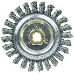 ‎Roughneck Jr. 5″ Filler Pass Weld Cleaning Brush, .023″ Steel Wire Fill, 5/8″-11 UNC Nut - Exact Tool & Supply
