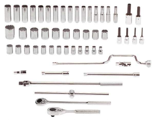 Proto - 54 Piece 1/2" Drive Standard Deep Socket Set - 12 Points, 10 to 32mm, Metric Measurement Standard - Exact Tool & Supply