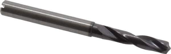 Guhring - 5.3mm 140° Spiral Flute Solid Carbide Screw Machine Drill Bit - FIREX Finish, Right Hand Cut, 28mm Flute Length, 66mm OAL, SU Point, Straight Shank, Through Coolant - Exact Tool & Supply