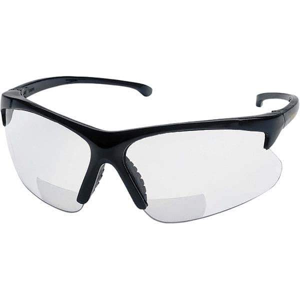 Jackson Safety - +1.5, Clear Lenses, Scratch Resistant, Framed Magnifying Safety Glasses - UV Protection, Black Plastic Frame - Exact Tool & Supply