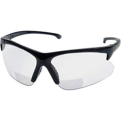 Jackson Safety - +2, Clear Lenses, Scratch Resistant, Framed Magnifying Safety Glasses - UV Protection, Black Plastic Frame - Exact Tool & Supply