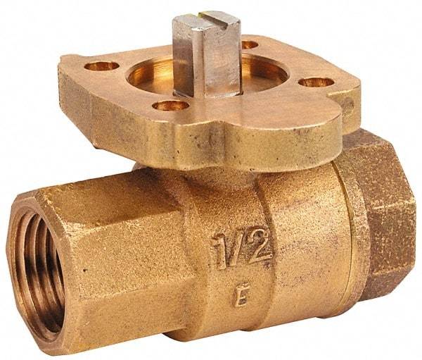 NIBCO - 1" Pipe, Full Port, Bronze Standard Ball Valve - 2 Piece, Inline - One Way Flow, FNPT x FNPT Ends, ISO Actuation Mount Handle, 600 WOG, 200 WSP - Exact Tool & Supply