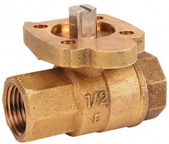 NIBCO - 1-1/4" Pipe, Full Port, Bronze Standard Ball Valve - 2 Piece, Inline - One Way Flow, FNPT x FNPT Ends, ISO Actuation Mount Handle, 600 WOG, 200 WSP - Exact Tool & Supply