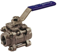 NIBCO - 1-1/2" Pipe, Full Port, Bronze Standard Ball Valve - 2 Piece, Inline - One Way Flow, FNPT x Soldered Ends, Lever Handle, 600 WOG, 150 WSP - Exact Tool & Supply