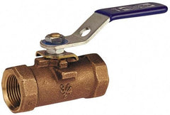 NIBCO - 1-1/2" Pipe, Reduced Port, Bronze Standard Ball Valve - 1 Piece, Inline - One Way Flow, FNPT x FNPT Ends, Round Wheel Handle, 600 WOG - Exact Tool & Supply