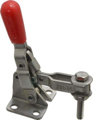 De-Sta-Co - 125 Lb Holding Capacity, Vertical Handle, Manual Hold Down Toggle Clamp - 55° Handle Movement, 100° Bar Opening, U-Bar, Flanged Base, Electro-Plated Zinc, Stainless Steel - Exact Tool & Supply