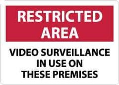 NMC - "Restricted Area - Video Surveillance in Use on These Premises", 10" Long x 14" Wide, Aluminum Safety Sign - Rectangle, 0.04" Thick, Use for Security & Admittance - Exact Tool & Supply
