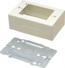 Wiremold - 4-5/8 Inch Long x 2-7/8 Inch Wide x 1-3/4 Inch High, Rectangular Raceway Box - Ivory, For Use with Wiremold 2400 Series Raceways - Exact Tool & Supply