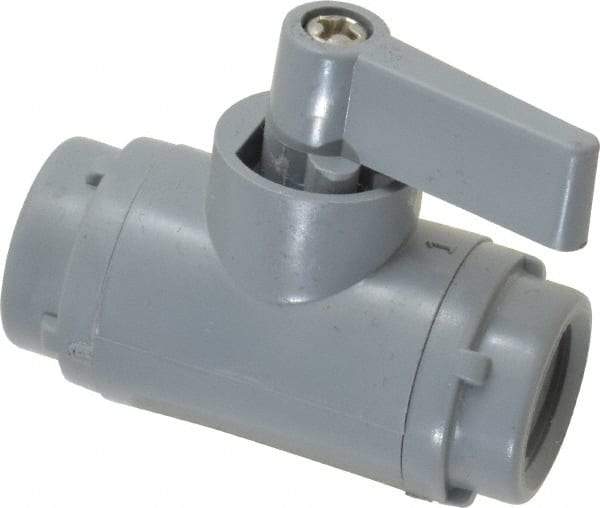 Specialty Mfr - 1/4" Pipe, PVC Standard Ball Valve - Inline - Two Way Flow, FNPT x FNPT Ends, Wedge Handle, 125 WOG - Exact Tool & Supply