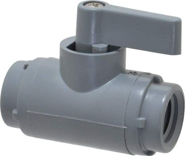 Specialty Mfr - 1/4" Pipe, PVC Standard Ball Valve - Inline - Two Way Flow, FNPT x FNPT Ends, Wedge Handle, 125 WOG - Exact Tool & Supply