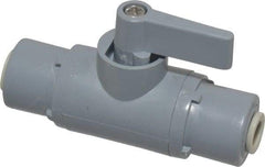 Specialty Mfr - 1/4" Pipe, PVC Standard Ball Valve - Inline - Two Way Flow, Push-to-Connect x Push-to-Connect Ends, Wedge Handle, 125 WOG - Exact Tool & Supply