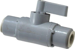Specialty Mfr - 3/8" Pipe, PVC Standard Ball Valve - Inline - Two Way Flow, Push-to-Connect x Push-to-Connect Ends, Wedge Handle, 125 WOG - Exact Tool & Supply