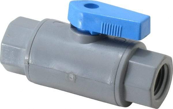 Specialty Mfr - 1/4" Pipe, PVC Standard Ball Valve - Inline - One Way Flow, FNPT x FNPT Ends, Wedge Handle, 125 WOG - Exact Tool & Supply
