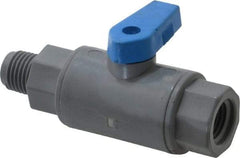 Specialty Mfr - 1/4" Pipe, PVC Standard Ball Valve - Inline - One Way Flow, MNPT x FNPT Ends, Wedge Handle, 125 WOG - Exact Tool & Supply