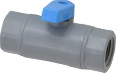 Specialty Mfr - 3/8" Pipe, PVC Standard Ball Valve - Inline - One Way Flow, FNPT x FNPT Ends, Wedge Handle, 125 WOG - Exact Tool & Supply