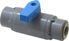 Specialty Mfr - 3/8" Pipe, PVC Standard Ball Valve - Inline - One Way Flow, Push-to-Connect x Push-to-Connect Ends, Wedge Handle, 125 WOG - Exact Tool & Supply