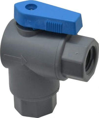 Specialty Mfr - 1/4" Pipe, PVC Standard Ball Valve - Right Angle, FNPT x FNPT Ends, Wedge Handle, 125 WOG - Exact Tool & Supply