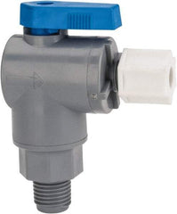 Specialty Mfr - 1/4" Pipe, PVC Standard Ball Valve - Right Angle, MNPT x Compression Ends, Wedge Handle, 125 WOG - Exact Tool & Supply
