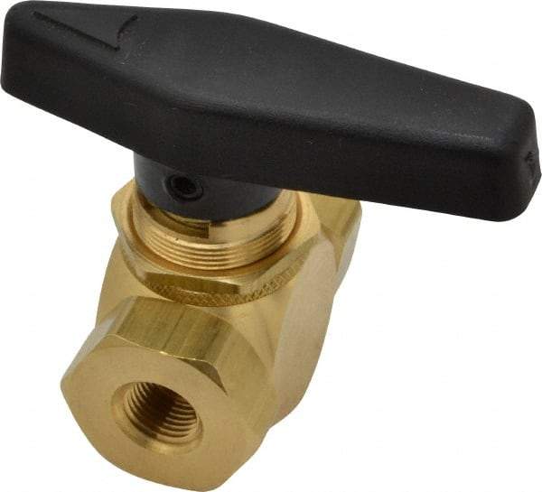 Specialty Mfr - 1/8" Pipe, Brass Standard Ball Valve - Inline - Two Way Flow, FNPT x FNPT Ends, Wedge Handle, 500 WOG - Exact Tool & Supply