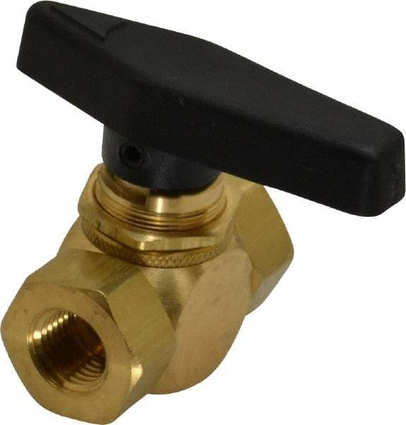 Specialty Mfr - 1/4" Pipe, Brass Standard Ball Valve - Inline - Two Way Flow, FNPT x FNPT Ends, Wedge Handle, 500 WOG - Exact Tool & Supply
